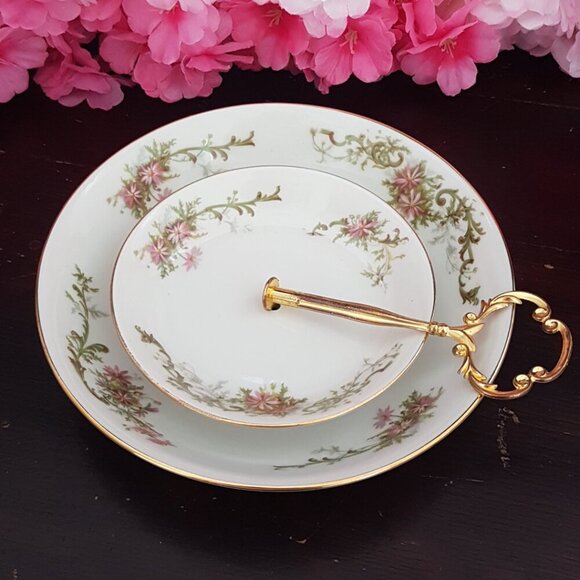 Handmade 2 Tier Limoges Candy Dish Trinket Jewelry Tray Tea Party Christmas Gift - Picture 4 of 12